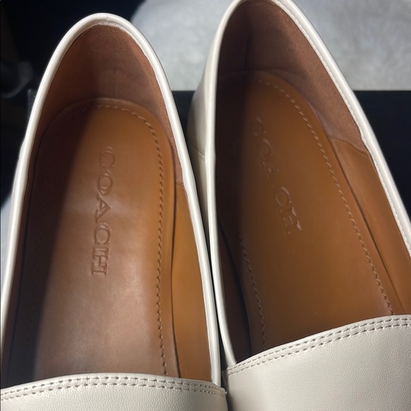 Coach Haley Chalk Leather Loafers with Gold Accent 10 - Picture 10 of 11